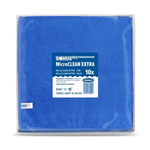 Törlőkendő, univerzális, 10 db, 40x40 cm, BONUS "MicroCLEAN Extra", kék