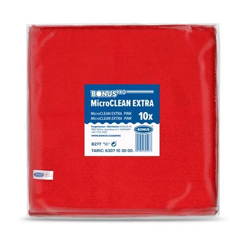 Törlőkendő, univerzális, 10 db, 40x40 cm, BONUS "MicroCLEAN Extra", piros