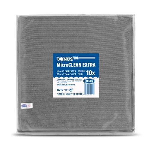 Törlőkendő, univerzális, 10 db, 40x40 cm, BONUS "MicroCLEAN Extra", szürke
