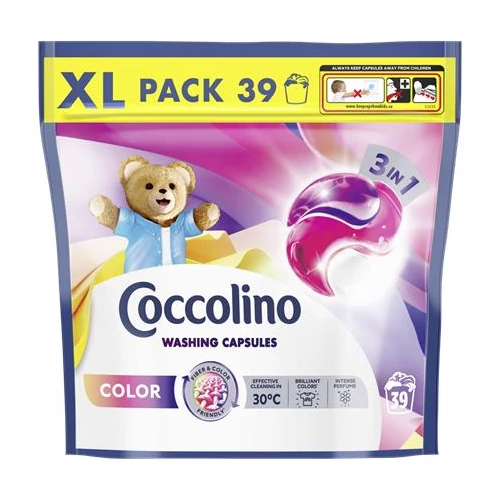Mosókapszula, 39 db, COCCOLINO "3in1 Color"