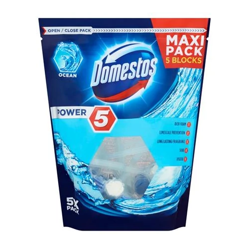 WC fertőtlenítő, 5 db-os , DOMESTOS "Power 5", óceán