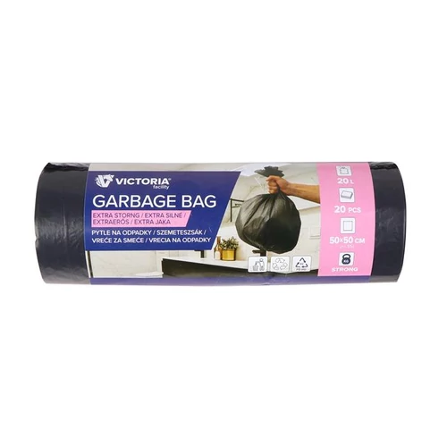 Szemeteszsák, extra erős, 20 l, 20 db, 50x50 cm, VICTORIA FACILITY