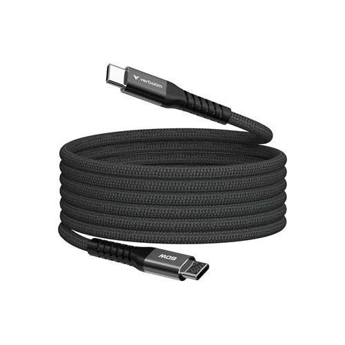 USB kábel, USB-C - USB-C, 1,2 m, 60W, mágneses, VERBATIM, fekete