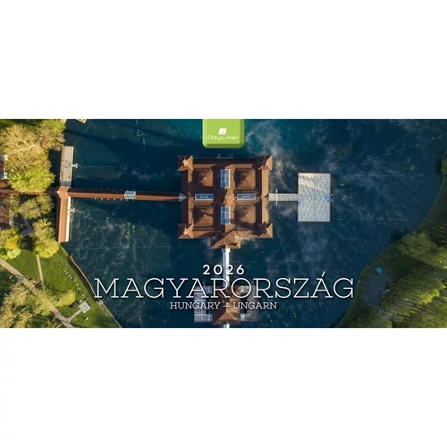 Asztali naptár fehér lapokkal 320 × 150 mm Magyarország fekvő karton hátlappal Dayliner 2025.