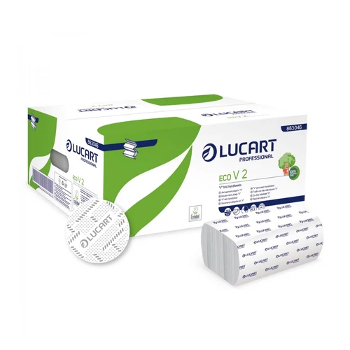 Kéztörlő V hajtogatású 2 réteg fehér 190 lap/cs 20 cs/karton EcoLucart _863046