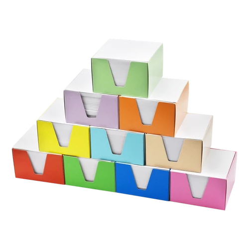 Kockatömb 9x9x6cm, színes karton doboz tartóban Bluering® fehér