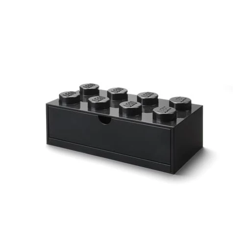 Tárolódoboz íróasztalra, fiókos, LEGO "Brick 4x2", fekete