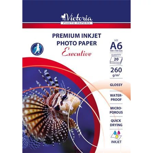 Fotópapír, tintasugaras, A6, 260g, magasfényű, VICTORIA "Executive", 20lap/cs