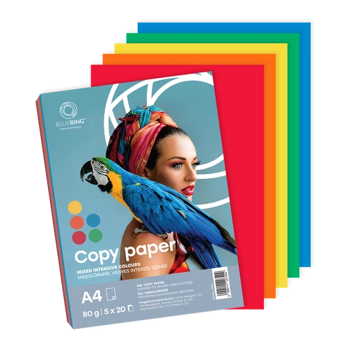 Másolópapír, színes, A4, 80g. Bluering® 5x20 ív/csomag, intenzív színes