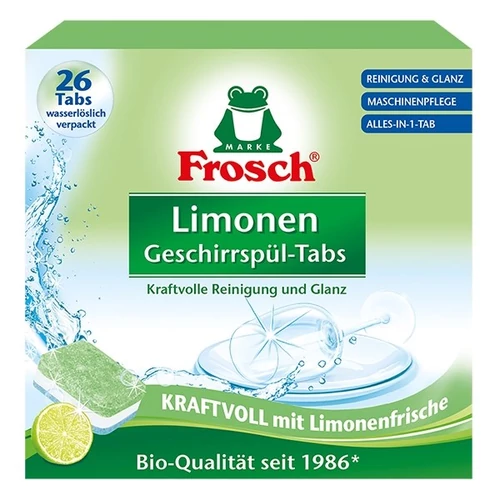 Mosogatógép tabletta, 30 db, FROSCH, zöldcitrom