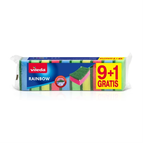 Mosogatószivacs, 9 db, VILEDA "Rainbow"