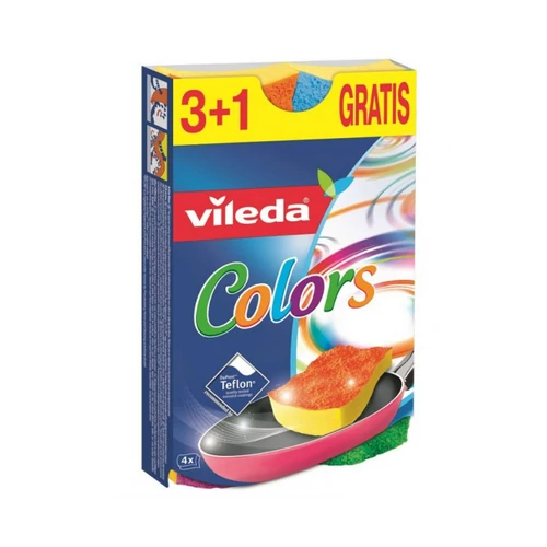 Mosogatószivacs, 3+1 db, VILEDA "Pur Active Colors "