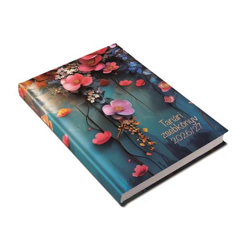 Tanári zsebkönyv, heti, 2026/2027 tanév, REALSYSTEM, floral