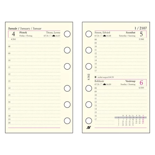 Kalendárium betét, tervező, napi, "S", SATURNUS, chamois 2023, 176lap/cs