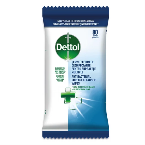 Nedves felülettisztító kendő antibakteriális hatással 80 db/cs Dettol