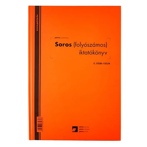 Soros iktatókönyv (folyószámos) A4, álló 100lap, C.5230-152/A