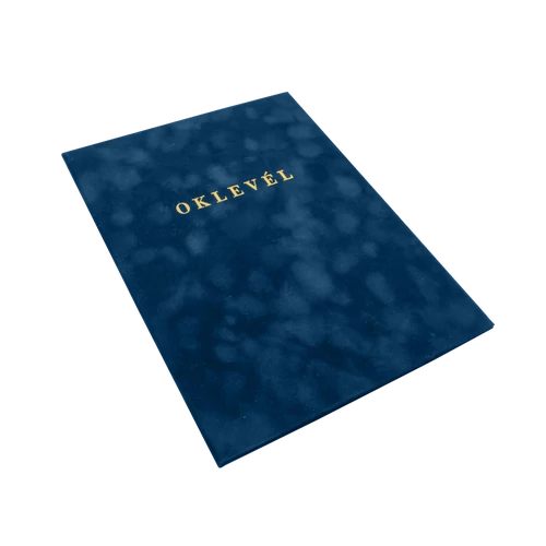 Oklevéltartó A4, prémium, arany nyomattal, Bluering kék