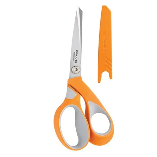 Olló, általános, 21 cm, FISKARS "RazorEdge Softgrip", narancssárga