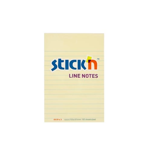 Öntapadó jegyzettömb STICK`N 150x101mm vonalazott sárga 100 lap
