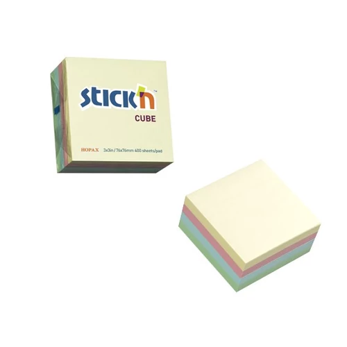 Öntapadó jegyzettömb STICK`N 76x76mm pasztel mix 400 lap