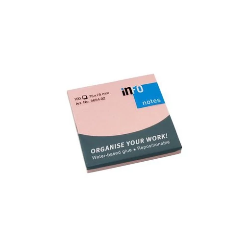 Öntapadós jegyzet GLOBAL Notes 5654-02 75x75mm pasztell pink 100 lap/tömb