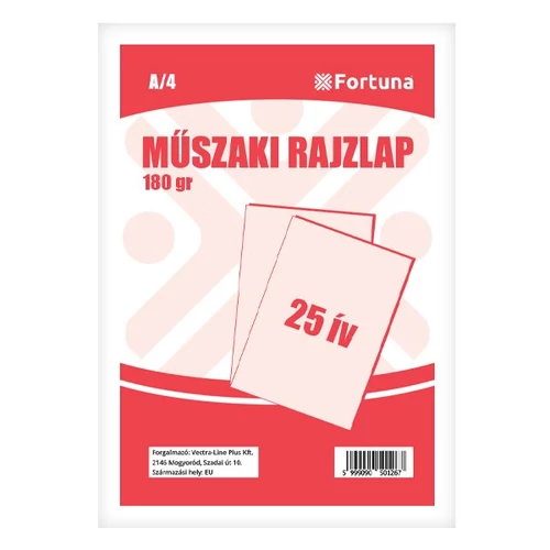 Rajzlap műszaki FORTUNA A4 180gr 25 ív/csomag