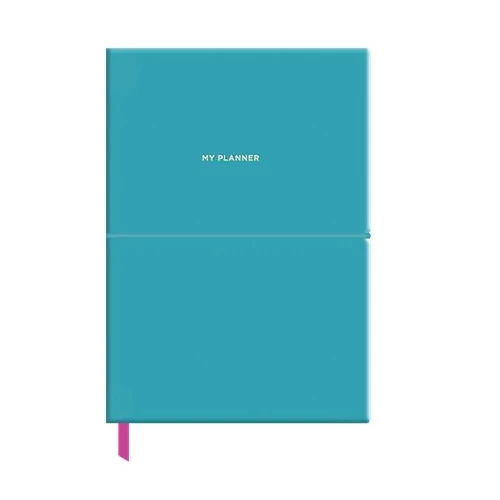 Naptár, tervező, dátum nélküli, A5, vonalas, műbőr borító, SHKOLYARYK "Genius", azúr kék