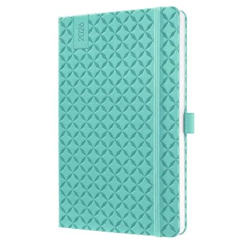 Naptár, A5, heti, 2026, kemény borító, SIGEL "Jolie", aqua zöld