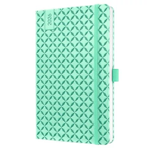 Naptár, A6, heti, 2026, kemény borító, SIGEL "Jolie", menta zöld