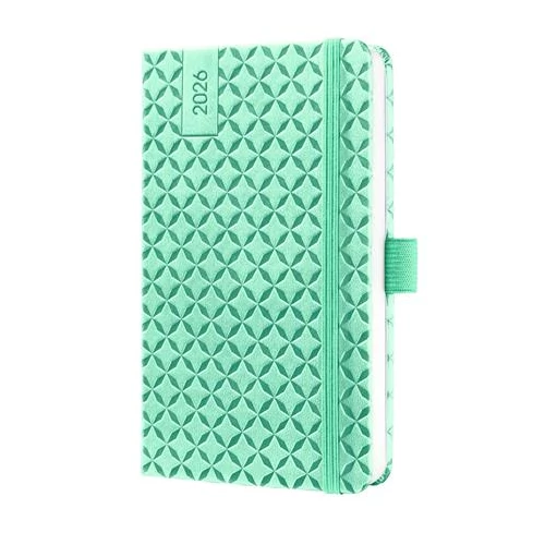 Naptár, A5, heti, 2026, kemény borító, SIGEL "Jolie", menta zöld