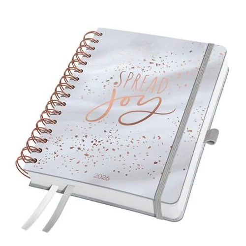 Naptár, spirál, A5, heti, 2026, kemény borító, SIGEL "Jolie", Glittery Joy