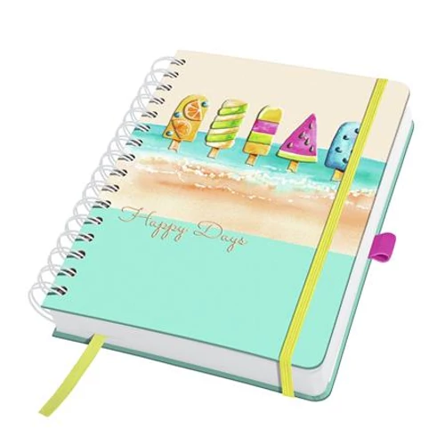 Spirálfüzet, 168x215 mm, pontrácsos, 120 lap, keményfedeles, SIGEL "Jolie Summer Breeze"