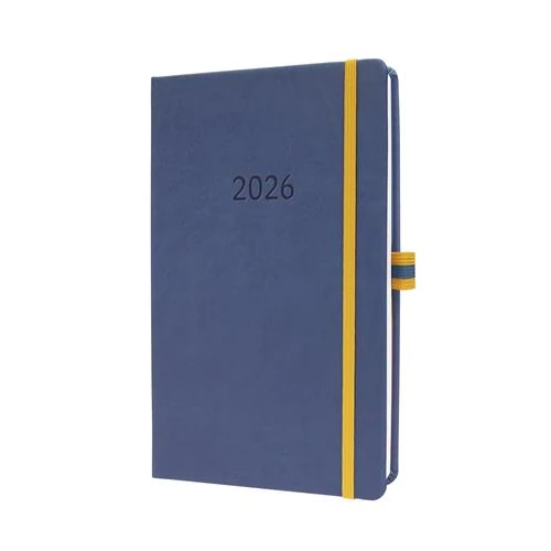 Naptár, A5, heti, 2026, kemény borító, SIGEL "Linescape", kék-sárga