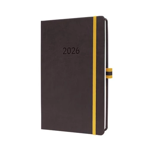 Naptár, A5, heti, 2026, kemény borító, SIGEL "Linescape", szürke-sárga