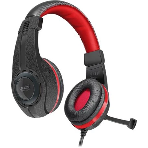Fejhallgató, mikrofonnal, vezetékes, gaming, 3,5 mm jack, SPEEDLINK "Legatos", fekete-piros