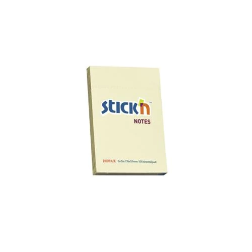 Öntapadó jegyzettömb, 76x51 mm, 100 lap, STICK N, pasztellsárga