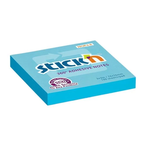 Öntapadó jegyzettömb STICK`N 76x76mm 360°-ban tapadó kék 100 lap