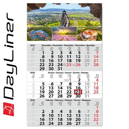 Speditőr naptár1 tömb 3 hónap Primus Classic 300 x 480 mm Magyarország Dayliner 2025.