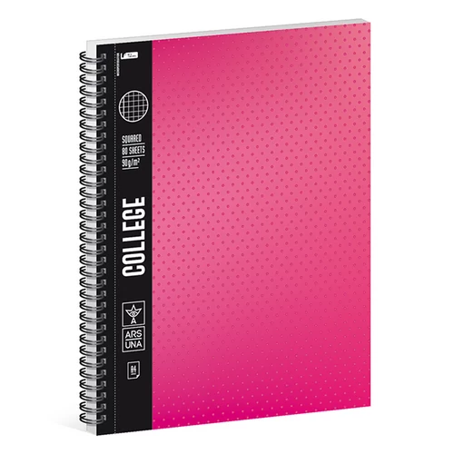 Spirálfüzet ARS UNA College A4 80 lapos kockás pink