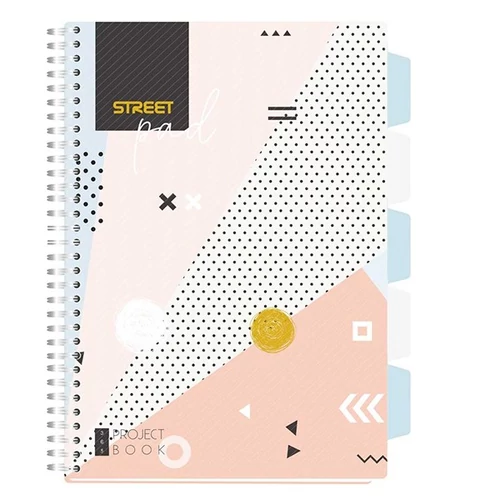 Spirálfüzet STREET Pad regiszteres A4 vonalas 100 lapos színes mintás