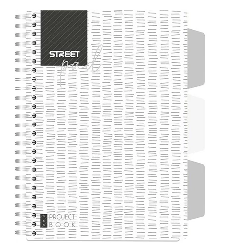 Spirálfüzet STREET Pad regiszteres A5 kockás 100 lapos fehér