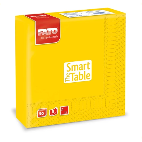 Szalvéta 2 rétegű 33x33 cm 50 lap/cs Fato Smart Table sárga