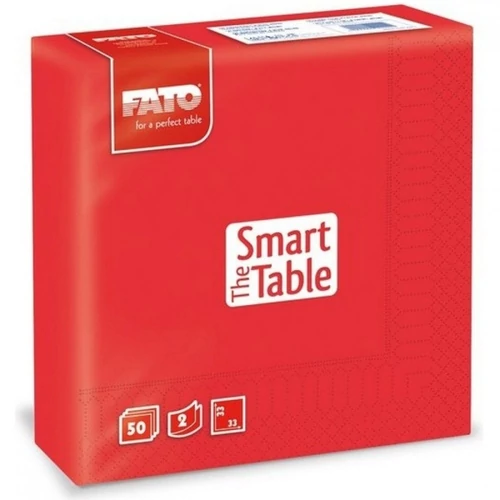 Szalvéta 2 rétegű 33x33 cm 50 lap/cs Fato Smart Table piros