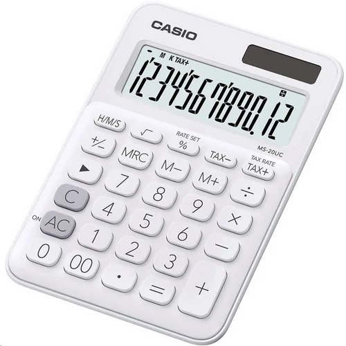 Számológép asztali 12 digit nagy, döntött kijelző Casio MS 20 UC fehér