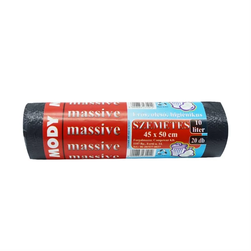Szemeteszsák 10 liter, 45 x 50 cm, (20 db/tekercs), Massive