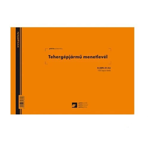 Tehergépjármű menetlevél A5, 100lap,os D.GEPJ.21/5