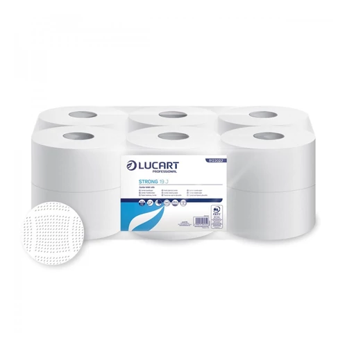 Toalettpapír 2 rétegű közületi átmérő 19 cm hófehér 100 % cellulóz 12 tekercs/karton Aquastream 150 Lucart_812223J