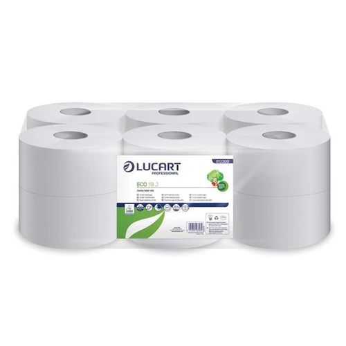 Toalettpapír, 2 rétegű, 120 m, 19cm átmérő, LUCART, "Eco", fehér, 12tek/cs