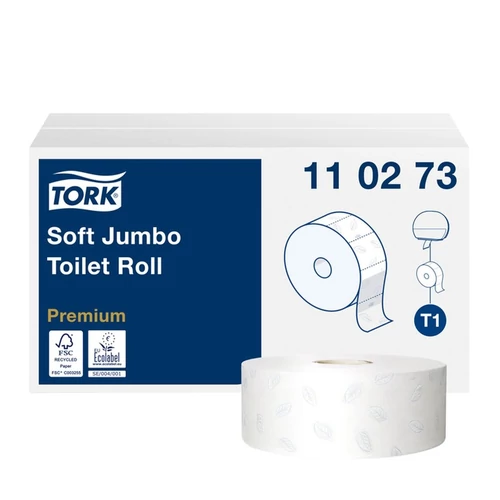 Toalettpapír, T1 rendszer, 6tek/krt, 2rétegű, 26cm átmérő, Premium, TORK "Soft Jumbo", fehér