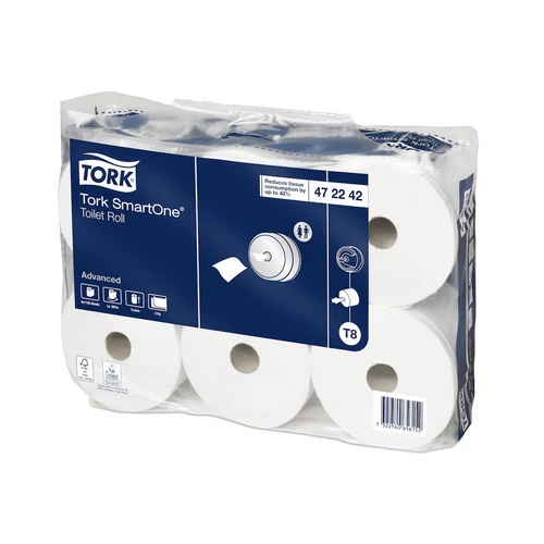 Toalettpapír, T8 rendszer, 6tek/cs, 2rétegű, 19,9cm átmérő, TORK "SmartOne®", fehér